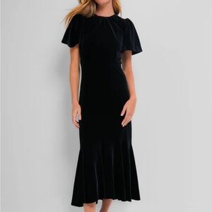 Pomander Place Black Velvet Midi Dress